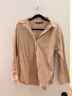 Zara Beige Button-Up Shirt